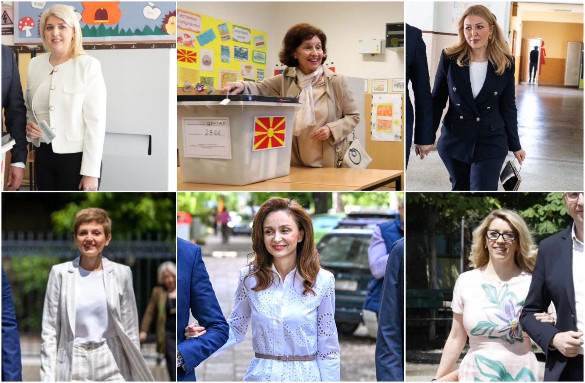 Лежерен изглед и сигурни комбинации: Како се облекоа жените на политичарите и претседателските кандидатки за изборниот ден?